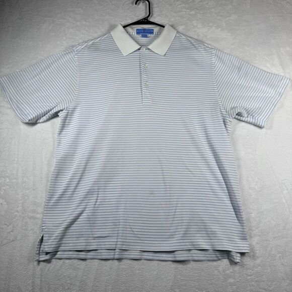 Fairway & Greene Other - Fairway Greene Polo Shirt Mens Large White Striped Golf‎ Casual Logo